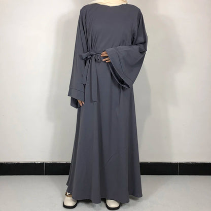 Abaya With Free Belt Muslim Dress