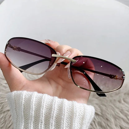 Oval Frameless High Quality Luxury Y2k Rimless Glasses