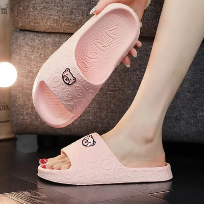 Non-slip Cute Bear Decoration Flat Slippers