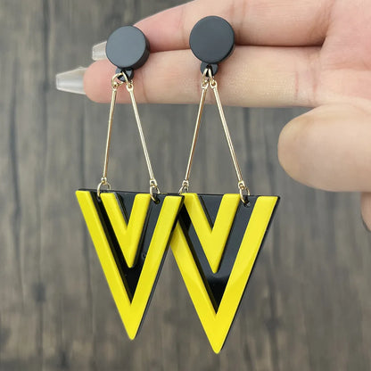 Triangle Long Dangle Geometric Earrings