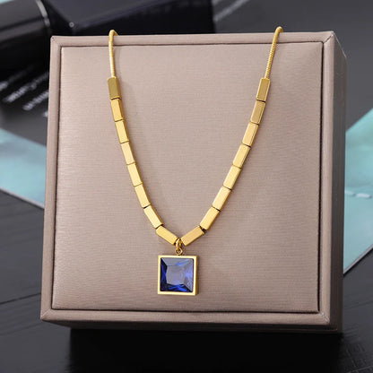 Devil's Eye Pendant Stainless Steel 18K Gold Plated Zirconia Necklace