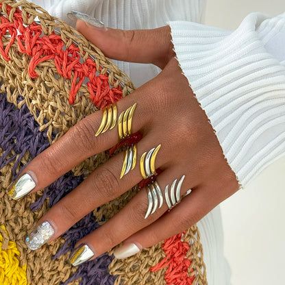 Minimalist 18K Gold Plated Line Stainless Steel Thin Waterproof Rings