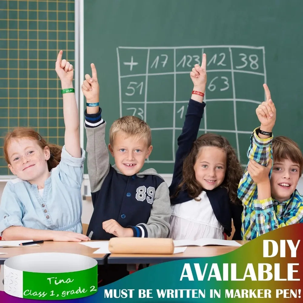 100Pcs Paper Tyvek Wristbands Waterproof