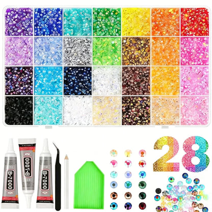 28 grid 3/4/5mm mixed color Jelly/resin drill rhinestone se