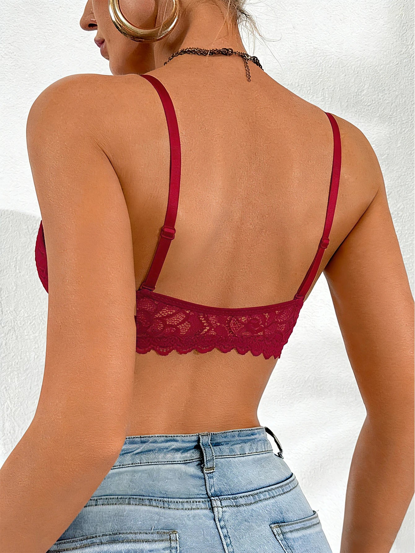 Back Bra Front Closure Push Up Mesh Back Wing Bra