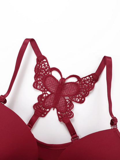 beautiful back butterfly bra push up set