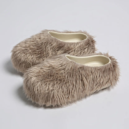 Faux Fur Platform Thick Sole Slippers