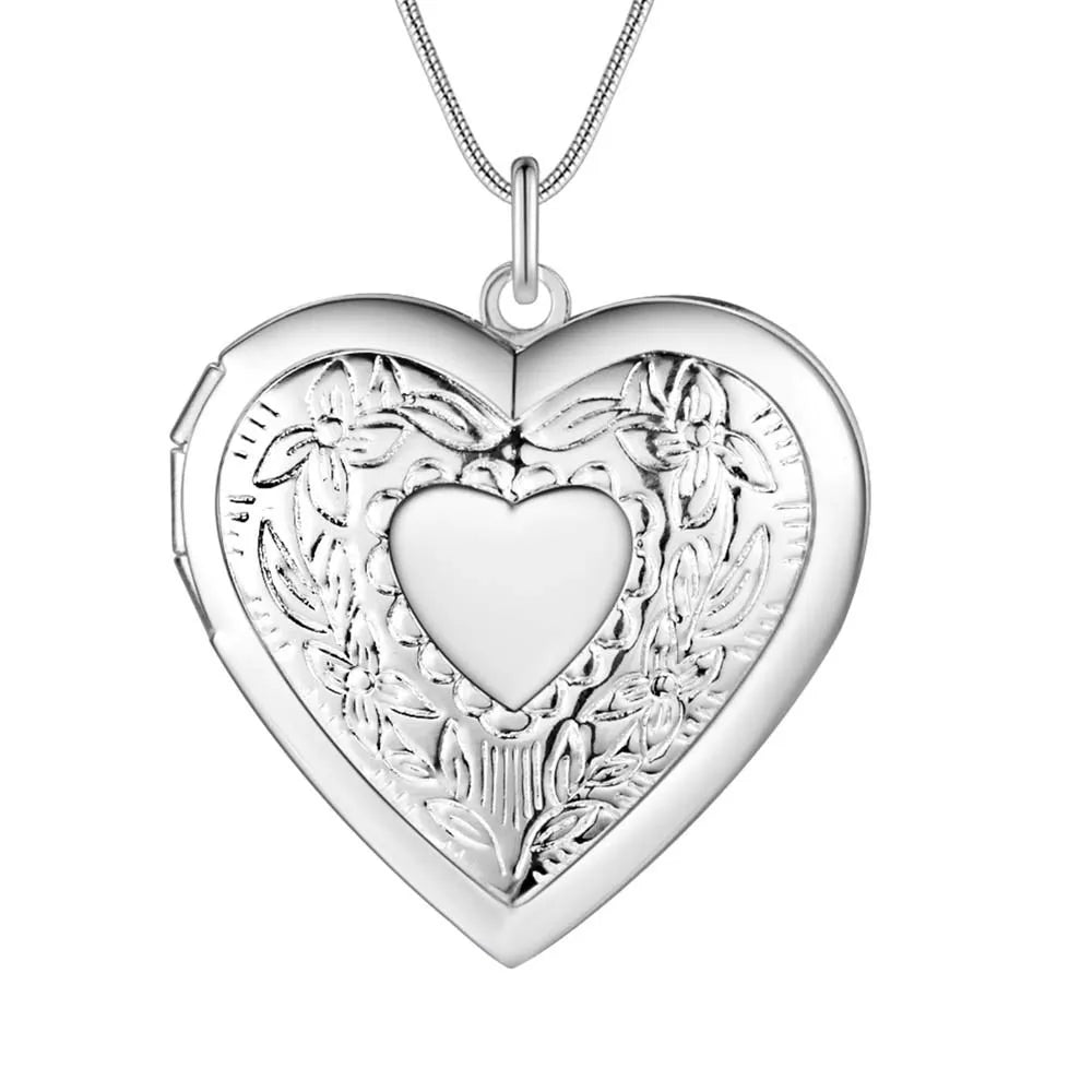 40-75cm 925 Sterling Silver seashell Photo open Frame Necklace