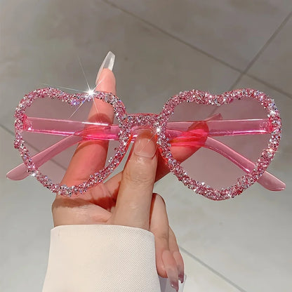 Heart Shaped Frameless Rhinestone Red Glasses