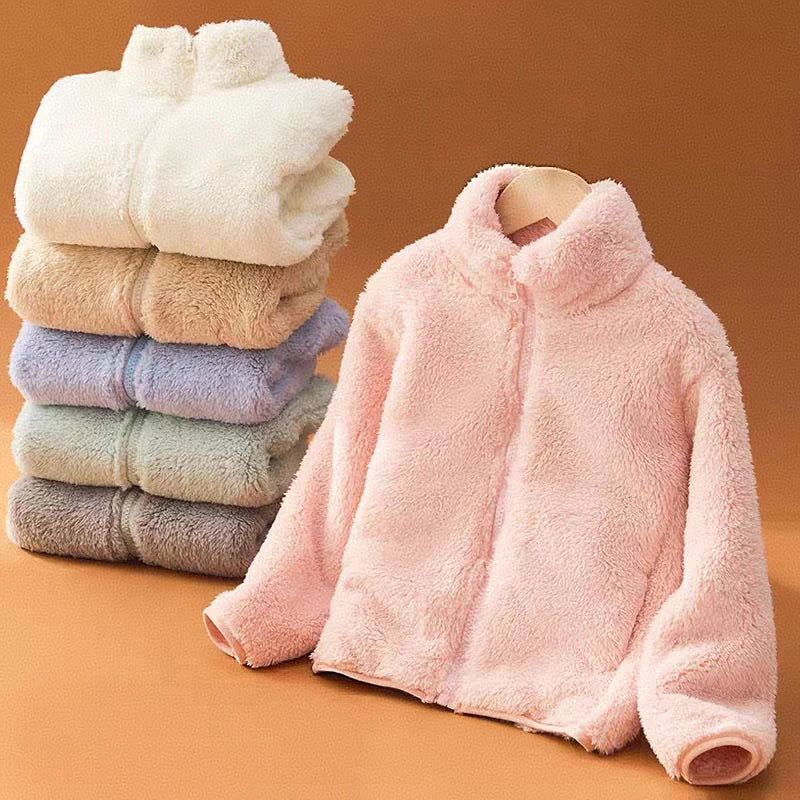 Winter Kids Plush Coat Casual Outerwear Tops Toddler Warm Jacket