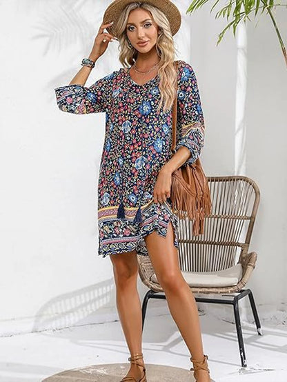 Mid Sleeve High Mini Dress