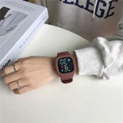 Electronic LED Digital Watch Casual Big Dial Silicone Watch Sports
