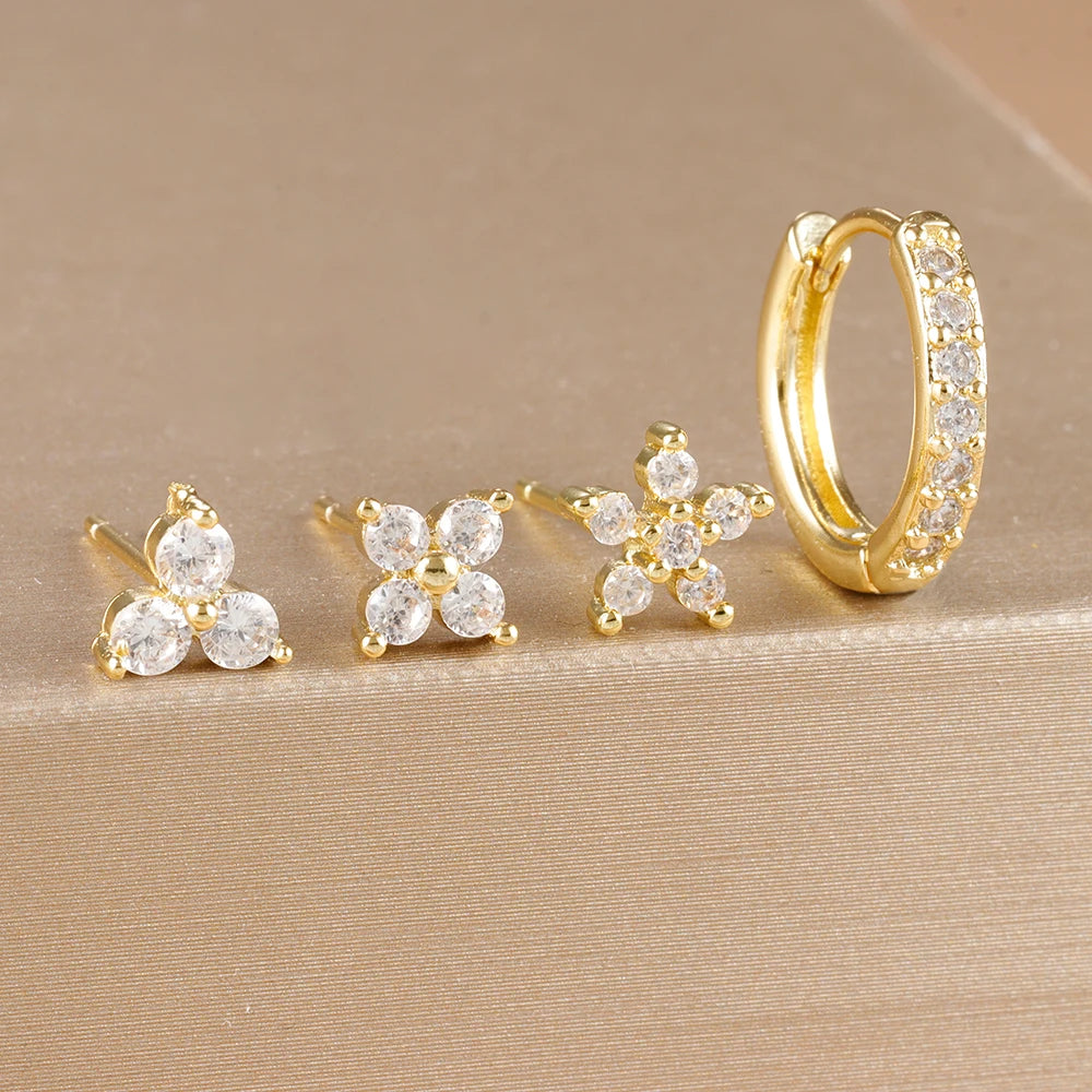 DANA 18K Gold Plated Flower Earrings Set