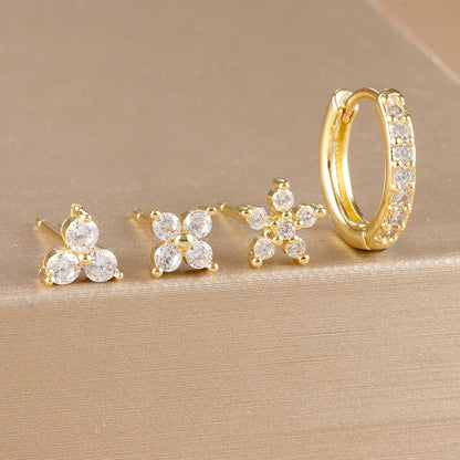 DANA 18K Gold Plated Flower Earrings Set