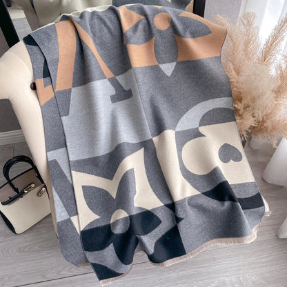 Bufandas de cachemir suave con estampado de caballos a cuadros