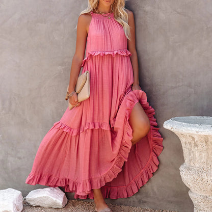 Ruffles Long Elegant Sleeveless Sundress Maxi Dress