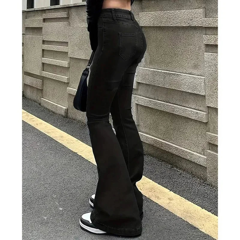 High Waist Flared Jeans Trousers