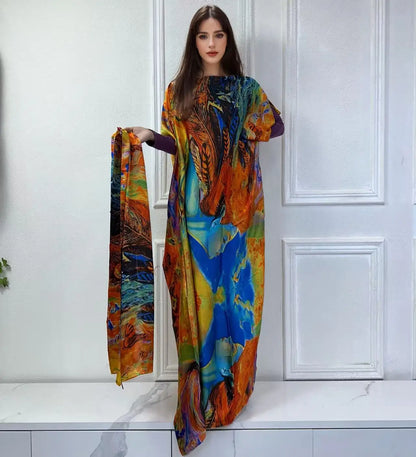 African Muslim Lady Summer Boho Kaftan Dress