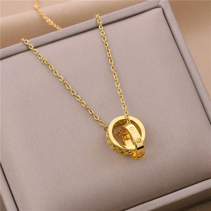 Light Zircon Crystal Stainless Steel Necklaces