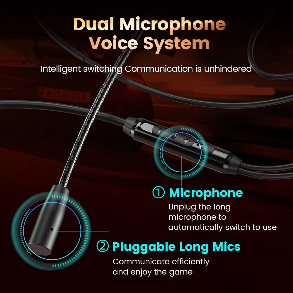 Game Wired Headphones Type C&3.5mm In-ear Earphones HiFi Stereo Headsets