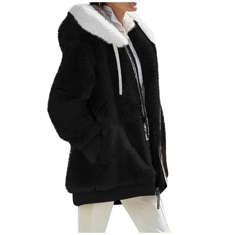 Casual Hooded Zipper Fleece Jacket