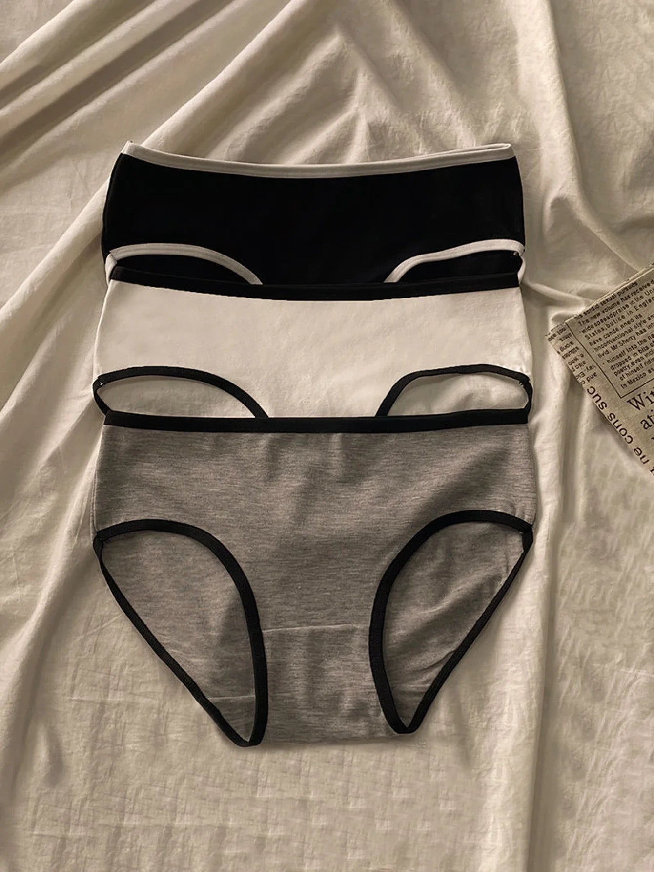 3pcs Mid Waist Japanese Pure Cotton Lingerie