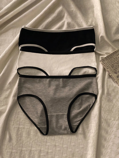 3pcs Mid Waist Japanese Pure Cotton Lingerie