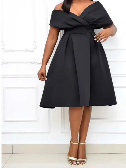 Mid Length Slim Fit Short Sleeve Tight Waist Dress