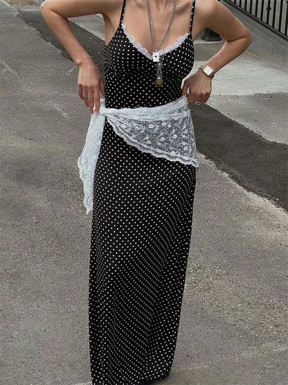 Long Slim V-Neck Spaghetti Backless Dress