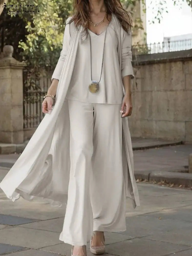 3pcs Wide Leg Trousers Suit