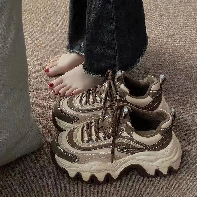 Casual Thick Bottom Platform Leather Chunky Sneakers