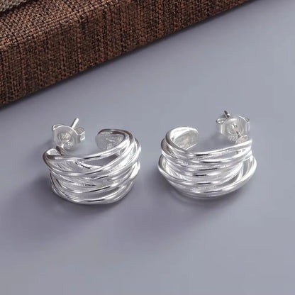 925 Sterling Silver Frosting Hoop Earrings