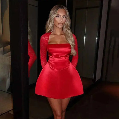 Vestido corto sexy sin espalda con cintura ajustable