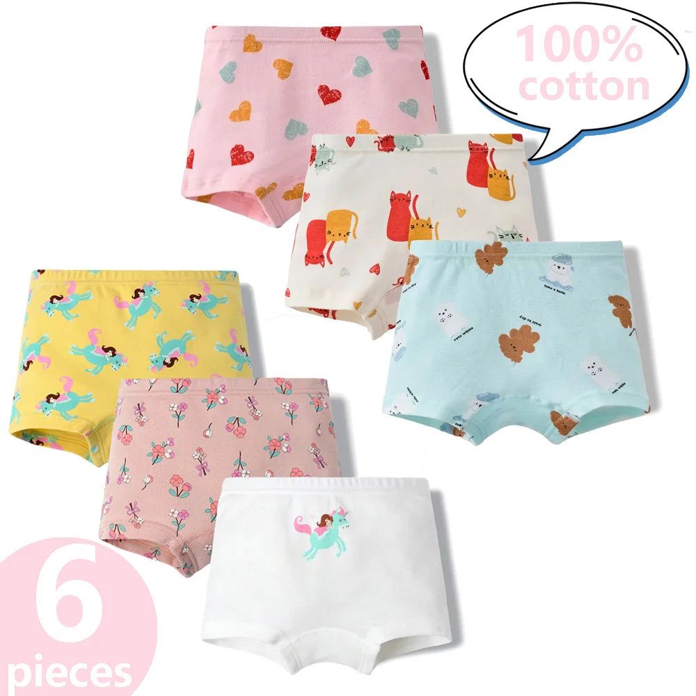 3/6 Pcs 100% Cotton Pretty Cartoon Boxer Set