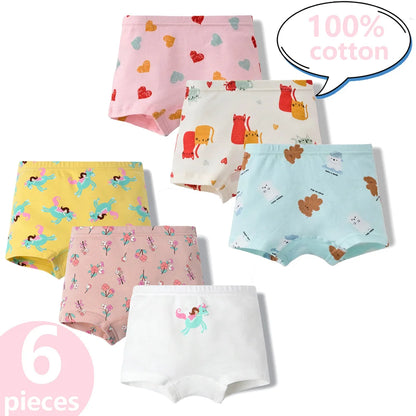 3/6 Pcs 100% Cotton Pretty Cartoon Boxer Set