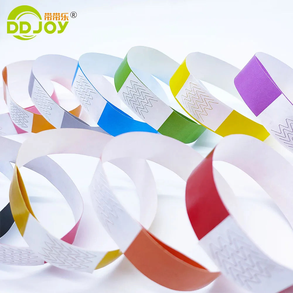 100pcs Colorful Neon Paper Wristbands Mixed Multicolor Waterproof
