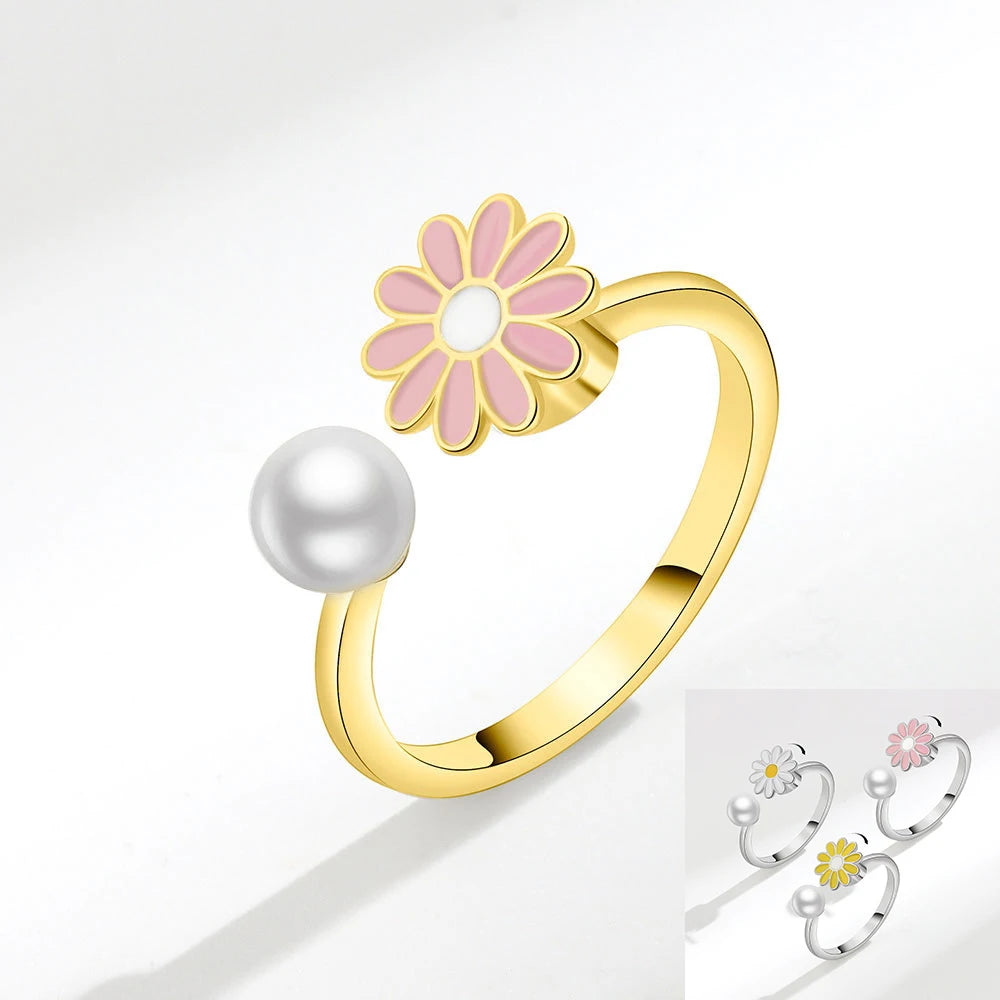 DANA 925 Silver Sunflower Diamond Zircon Ring