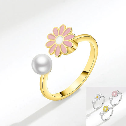 DANA 925 Silver Sunflower Diamond Zircon Ring