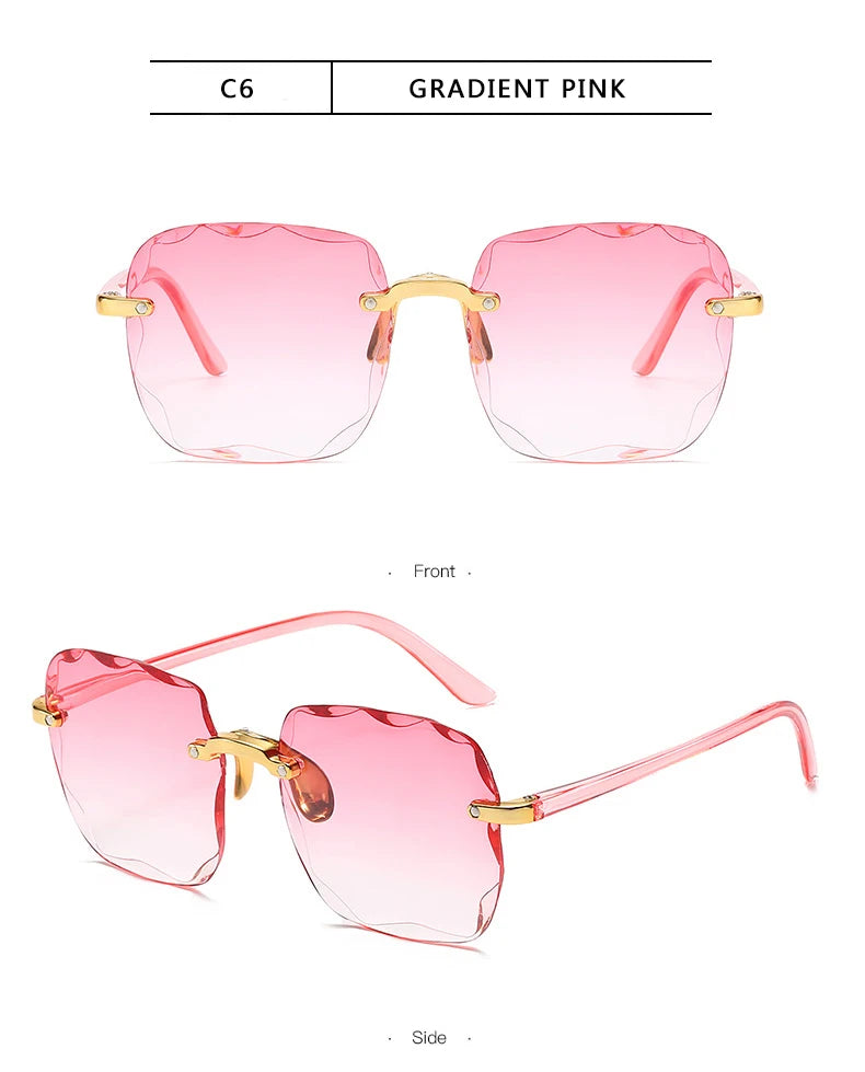1/3PCS Square Rimless Luxury UV400 Sunglasses