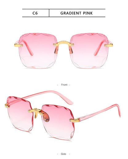 1/3PCS Square Rimless Luxury UV400 Sunglasses