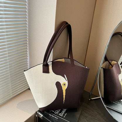 Bird Design Knitted Shoulder Bags