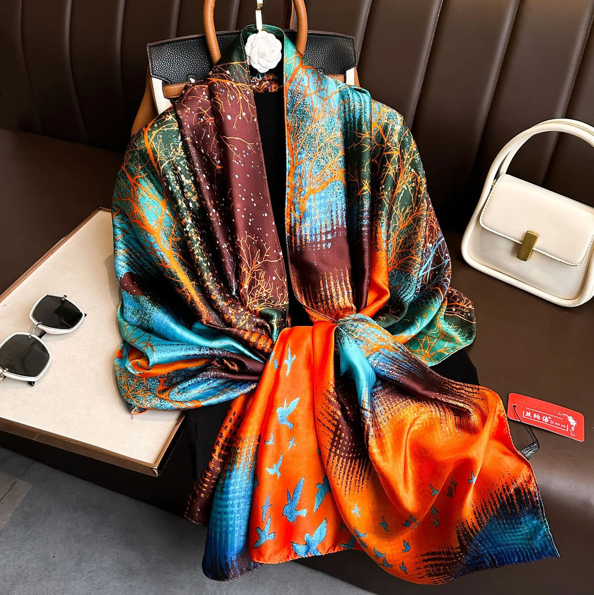 Luxury Silk 180X90CM Long Scarf Popular Silk Headscarf  Shawl