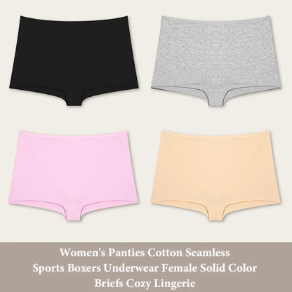 4PCS Cotton Seamless Sports Boxers Underwear  Briefs Cozy Lingerie XS-XL