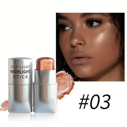 Glowy Highlighter Stick Shimmer Finish Waterproof, Long-Lasting, Easy Blend, Multi-Look, Face & Eye Contour, Skin-Friendly