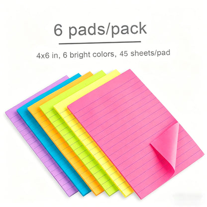 Large Lined Fluorescent Sticky Notes  Memo Pads