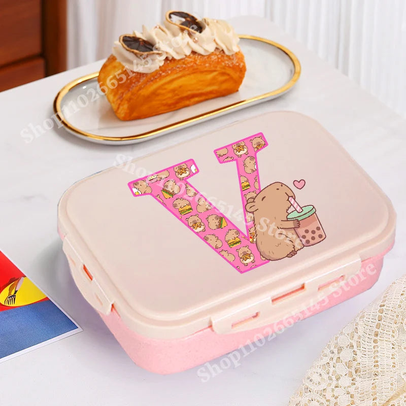 Capybara Cute Lunch Box Girls Capibara Letter A-Z Bento Box