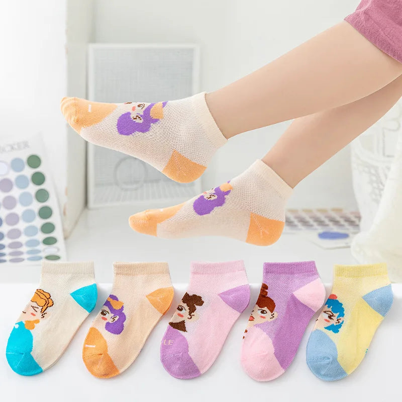 5 Pairs Cotton Cute Cartoon Thin Baby Short Socks