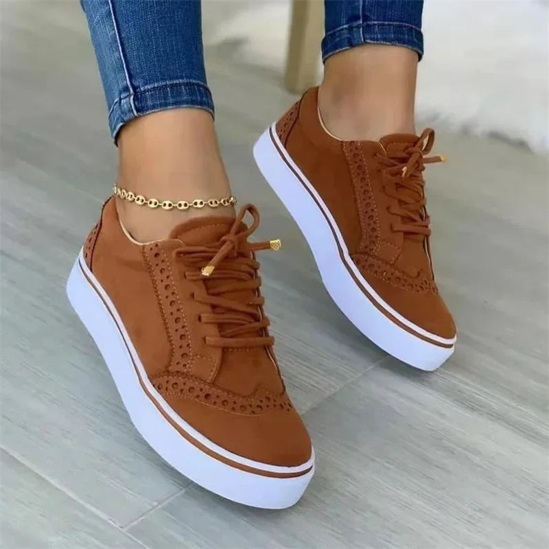 Low-top Vulcanized Round Toe Casual Flat Lace-up Walking Shoes