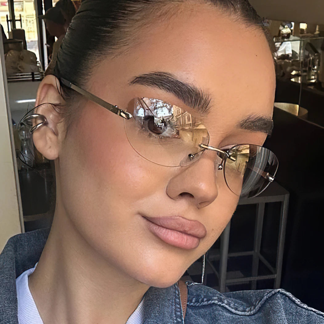 Rimless Y2K Oval Retro Gradient Square UV400 Sunglasses