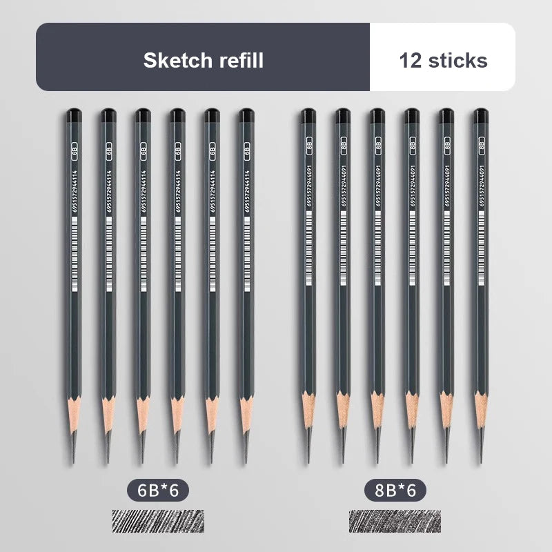 2H HB B 2B 3B 4B 5B 6B 7B 8B 12B 14B Sketch Drawing Graphite Charcoal Pencils Set